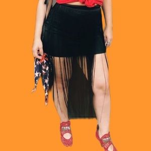🌚 Black FRINGE Pencil Skirt